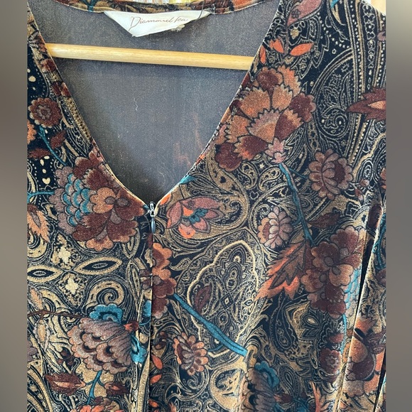 Diamond Tea Vintage Paisley Velvet Robe Housedress - Picture 6 of 11